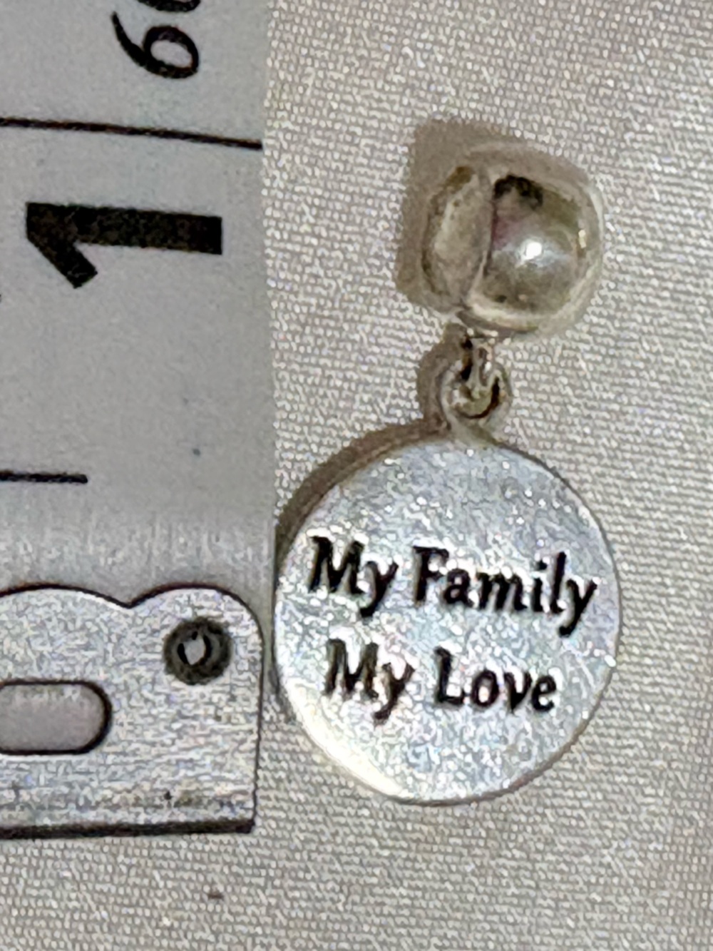Sterlng Silver 925 'My Family My Love' Round Charm
